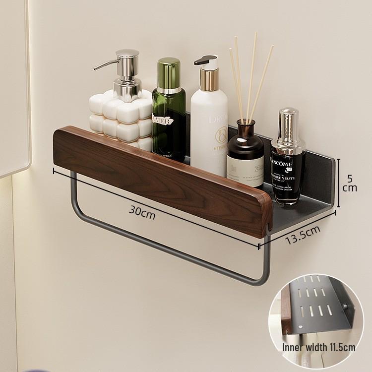 Vintage Walnut Bathroom Wall Shelf & Cosmetic Rack