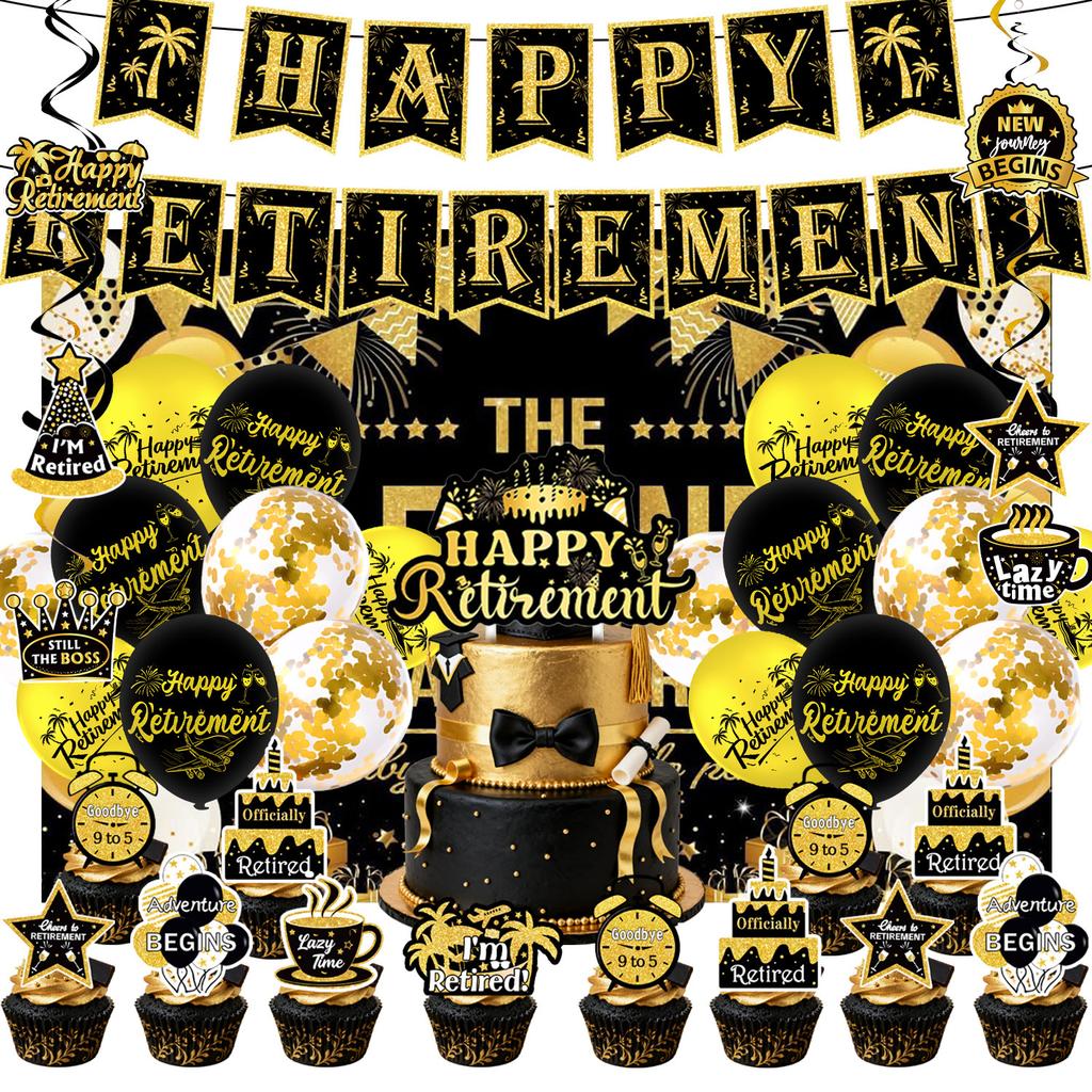 Popular Retirement Theme Party Supplies Retirement Decoration Layout Props Tableware Banners Flag Party Decoration Spiral