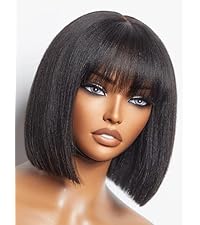 Natural Color Short Hair Mechanism Bangs Bob Wig Black 3*1 Silk Base Lace Wig Women's Straight Bangs