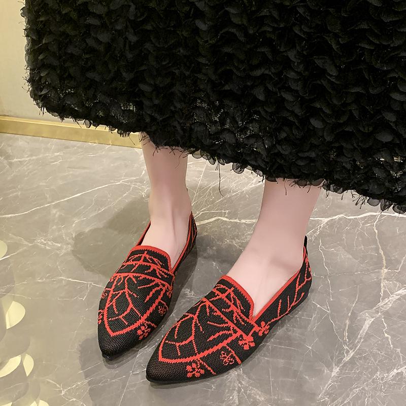 Fashion Spring New Single Shoe Women's Pointed Head Deep Mouth Mesh Cloth Breathable Soft Sole Anti-slip Wear-resistant Flat Shoes