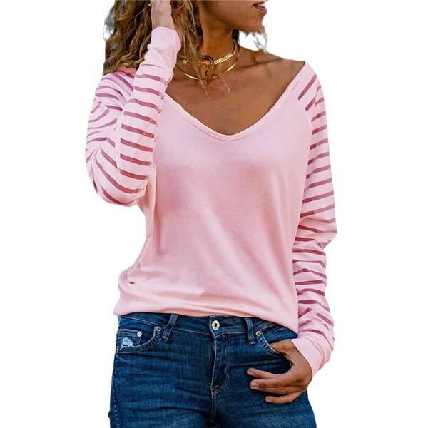Fashion Women's Casual Tops Spring Striped Loose Long Sleeve T Comfortable and Versatile T-shirt for Ladies Elegant Women's Clothing