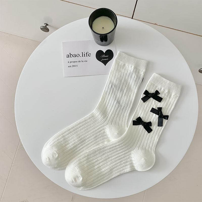 Girl's JK Socks Japanese School Style Bow Balletcore Stacked Thigh High Sock Spring Fall Calf Sock Trendy Instagram Fashion