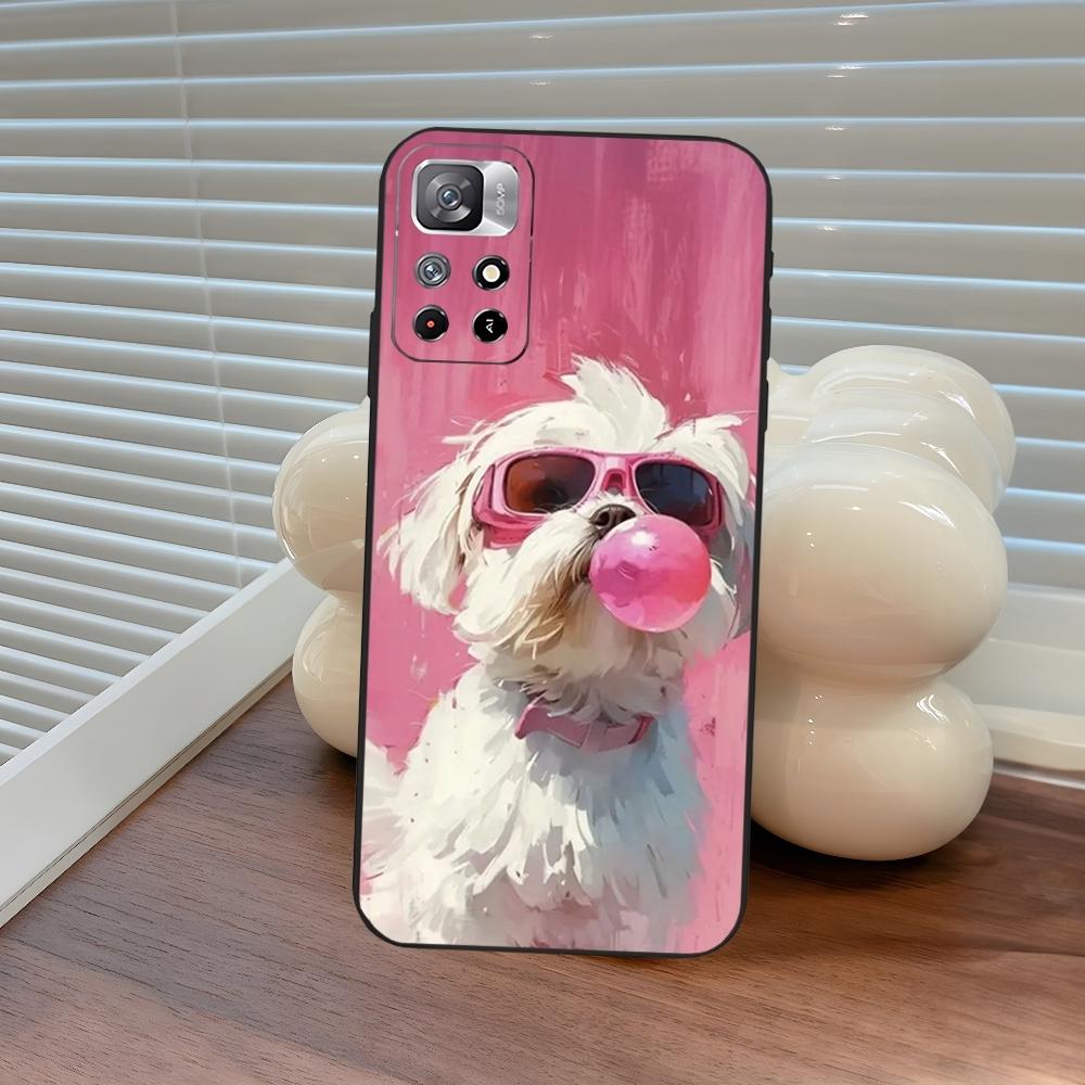 Cartoon Maltese Dog Phone Case for Xiaomi Poco M4 F7 M7 M6 M5 F6 F5 X7 X6 X5 C71 C75 C61 C65 Pro Plus Ultra Cover