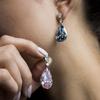 Cao Shi Pear-shaped Pink Diamond Teardrop Earrings for Women