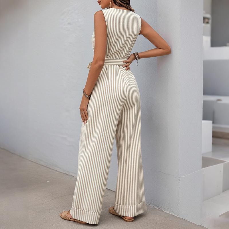 Summer 2026 Striped Sleeveless Casual Jumpsuit