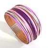 Bracelet Tendance Coloré en Cuir pour Femmes Hommes Boho Multicouche Bandes Fines Wrap Large Jonc Bracelets Bijoux de Fête Cadeaux