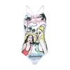 Siamese Beauty Print Sexy Leaky Back Racing Sports Tight-fitting Waist To Show Slimming Large Size Swimming Pool Hot Suit