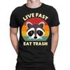 Live Fast Eat Trash Funny Panda 90s Retro Vintage T Shirt Top NED Vintage Washed Streetwear Graphic Designer Clothes Slightly