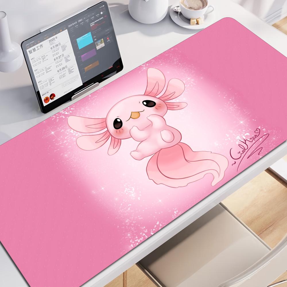 Roztomilý design axolotla Estetická velká podložka pod herní myš Podložka na kancelářský stůl Podložka pod počítačovou klávesnici Protiskluzové doplňky pro dekoraci kancelářského stolu