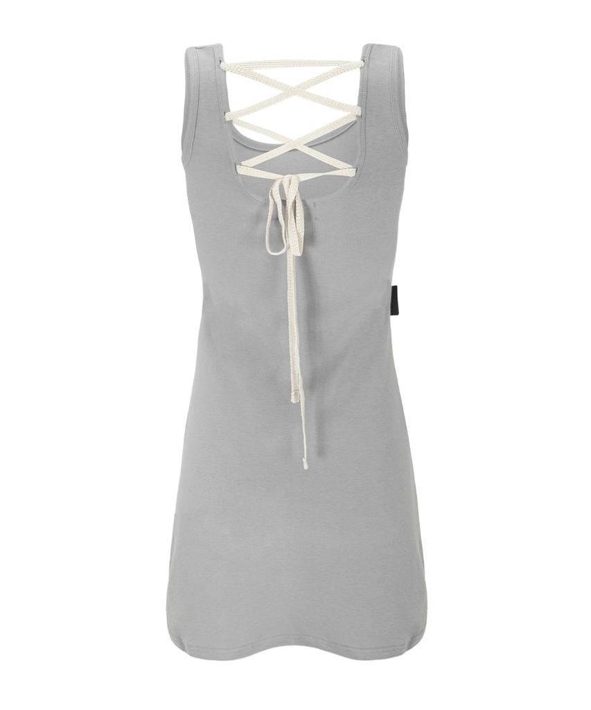 BELLIALEU Plain Corset Dress-Ash Beige
