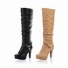 Women's high-heeled medium boots autumn and winter new waterproof table fine heel solid color two-wear boots large-size women's boots