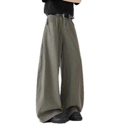 American Multi-pocket Wide-leg Overalls Men's and Women's Drape Loose Denim Floor-mopping Pants