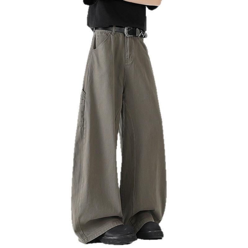 American Multi-pocket Wide-leg Overalls Men's and Women's Drape Loose Denim Floor-mopping Pants
