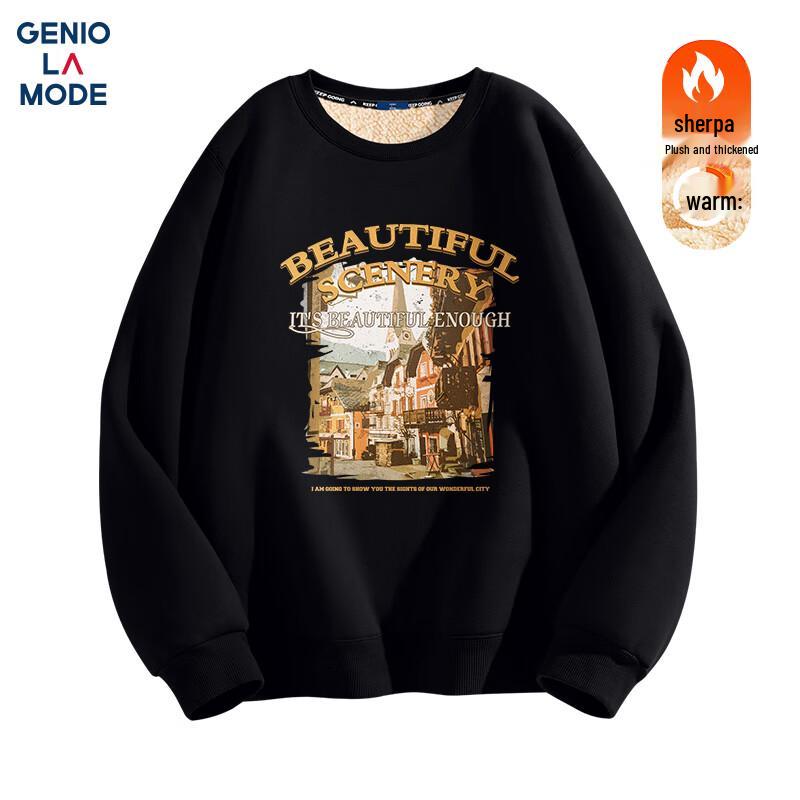 GENIOLAMODE Men's Heavyweight Fleece Lined Printed Sweatshirt
