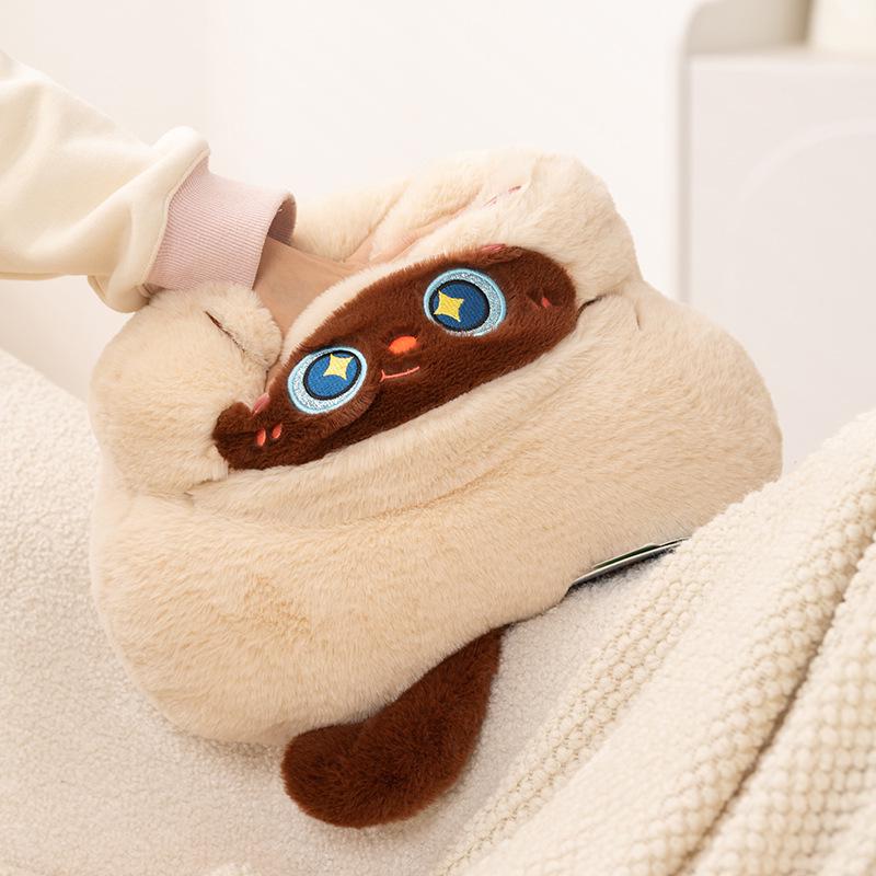 Sait Dudu Cute Calico Cat Plush Pillow - Big Eyes Siamese Cat Ornament, Perfect Birthday Gift