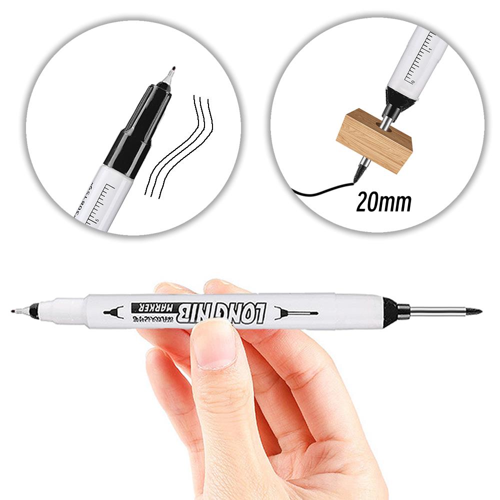 20mm Double-Tip Deep Hole Long Head Nib Markers Graffiti Marker Metal Pen Waterproof Woodworking Decoration Multi-Purpose Tools