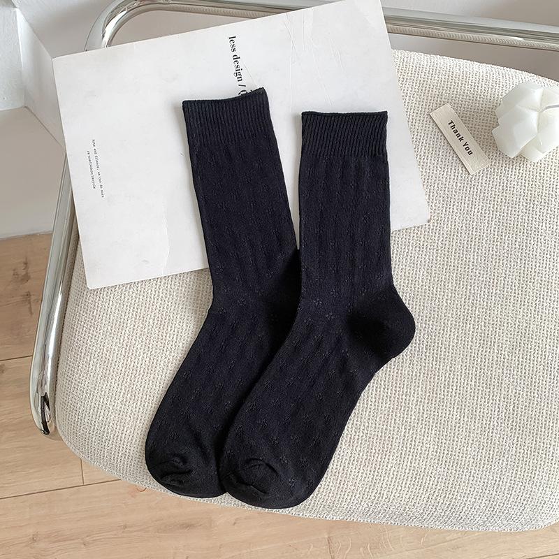 White socks women s four-season ballet style Japanese Lolita jk medium tube socks hollow mesh breathable stack socks women individually packaged чёрный