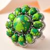Ethnischer eingelegter Imitationstürkis-Blumenring für Damen, Vintage-Kupferfarbe, Geometrie, täglicher Schmuck, Party-Schmuck, Jubiläumsgeschenk