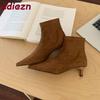 Fashion Fashion Flock Elegant Women Ankle Boots With Low Heel Shoes Female Pointed Toe Ladies Short Modern Boots Pumps Shoes lady