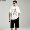 Zazomde High Street T Shirt Unisex Loose Fit Short Sleeve Tops Fashion Letter Bunny Graphic Summer Basic Casual Couple Shirts