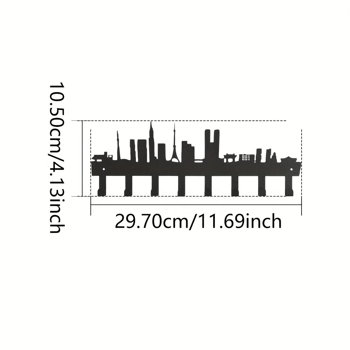 

Крючки для ключей City Silhouette - многоцелевые для сумок с одеждой в домашнем хозяйстве, декоративный держатель для стены гостиной бронзовый