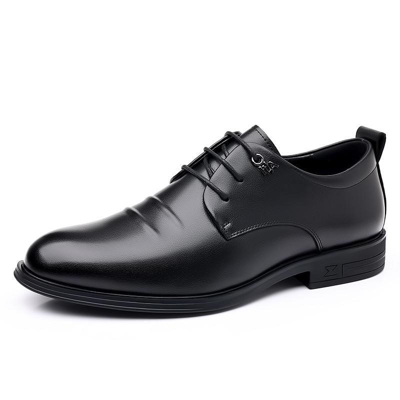 Fashion Authentic Leather Lace Up Oxfords Business Social Footwear New Classic Flats Luxury Brand Shoes Men's Elegant Black Dress Shoes