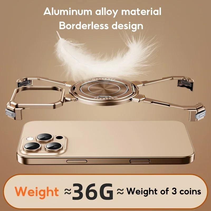 Husă Protectoare Fără Ramă din Aluminiu, Pentru iPhone 14 1615 Pro Max cu Încărcare Wireless MagSafe, Suport Rotativ 360° Husă Simplă pentru Telefon