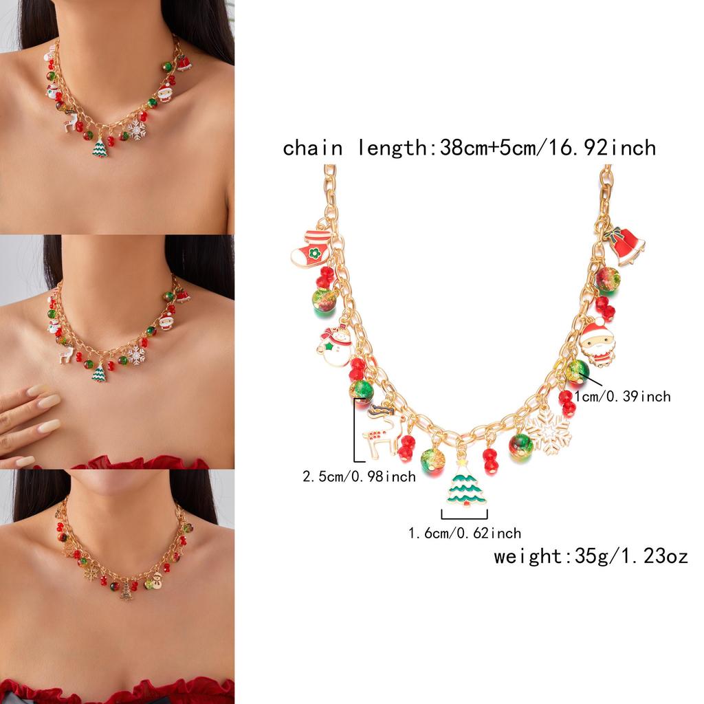 Weihnachtsmann Anhänger Halskette mit Legierungskette für Partykleidung