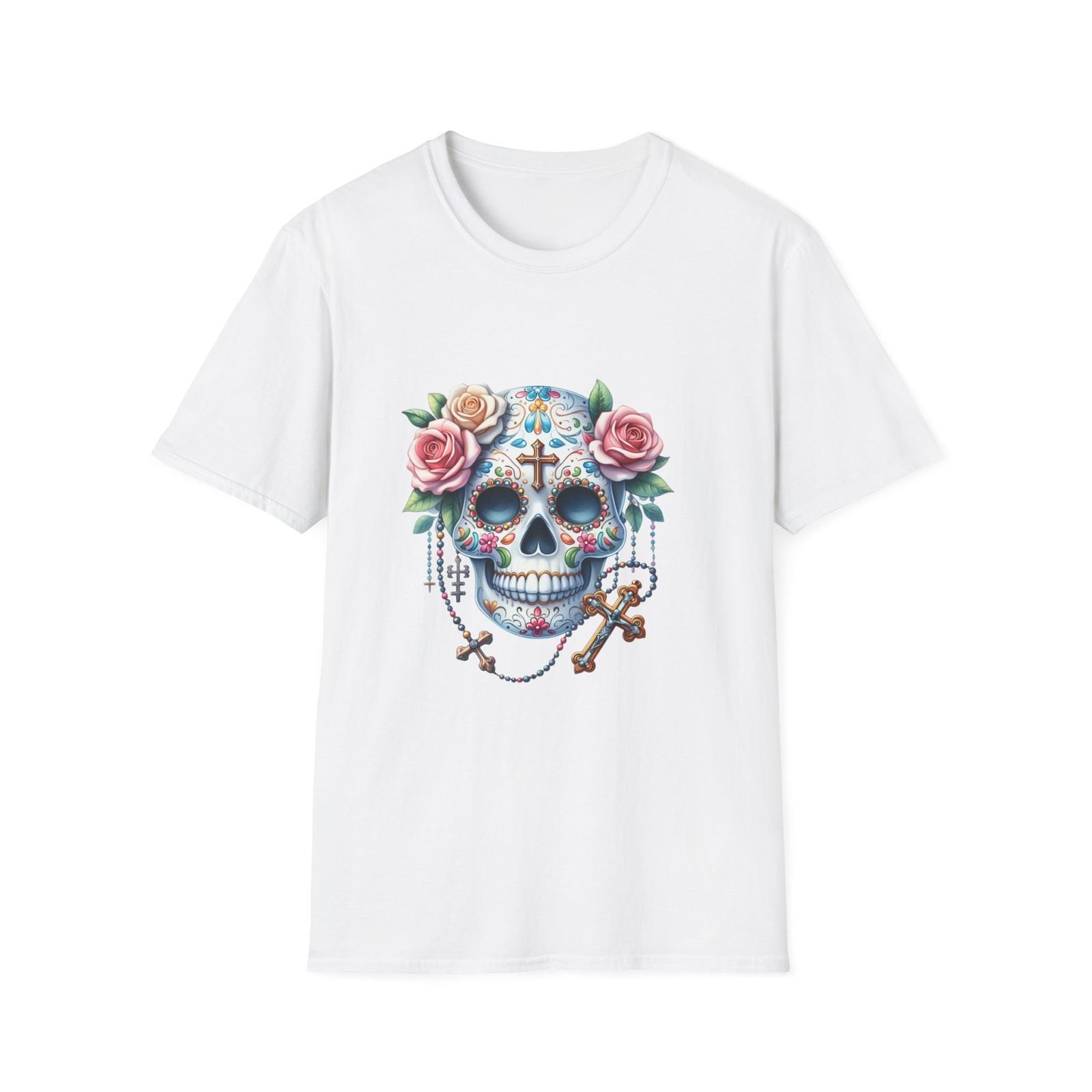 

Skull Floral Unisex T-Shirt, Cool Graphic Tee for Music Lovers S разноцветный