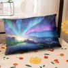 Starry Sky Sunset Sea Pillow,2D Night Scene Pillow Core and Case Set,Aesthetic Pillow for Student Dormitory