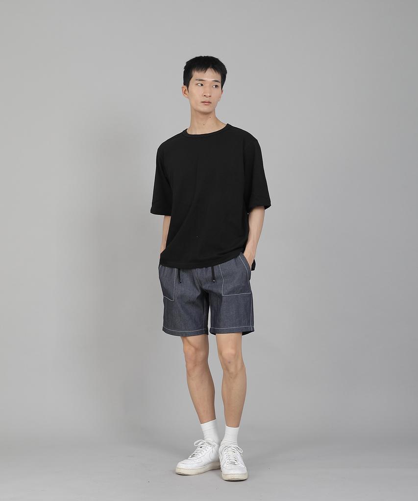 Seinteukeulu Plain R-Neck Half-Sleeve T-Shirt Rhr-896 Black