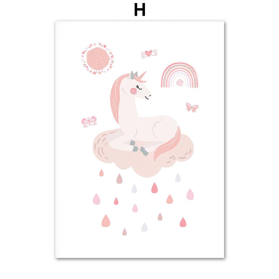 Pink Ballet Girl Rainbow Unicorn Shoes Nursery Wall Art Canvas Painting Posters And Prints Pictures For Baby Kids Room Decor