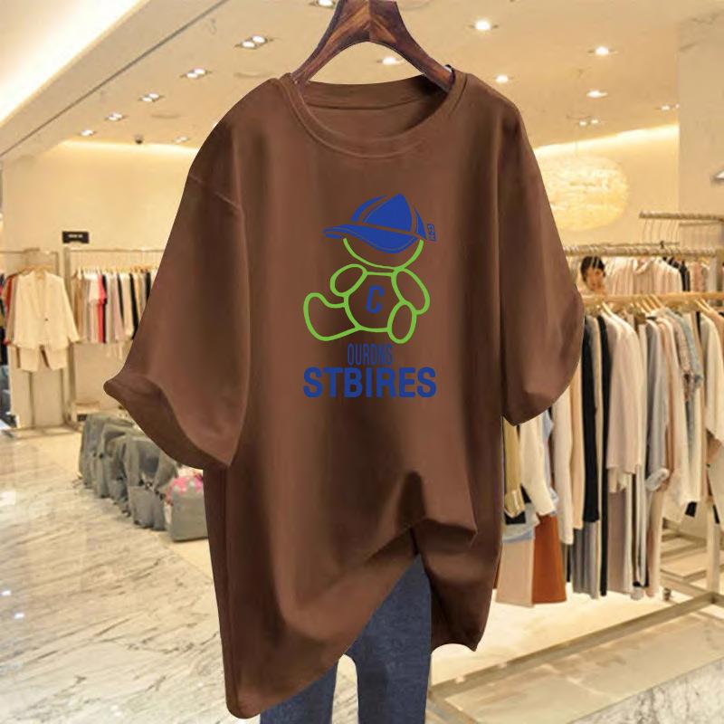 

Summer printed new cotton t-shirt loose casual letter short-sleeved women s top large size bottoming shirt XXXL