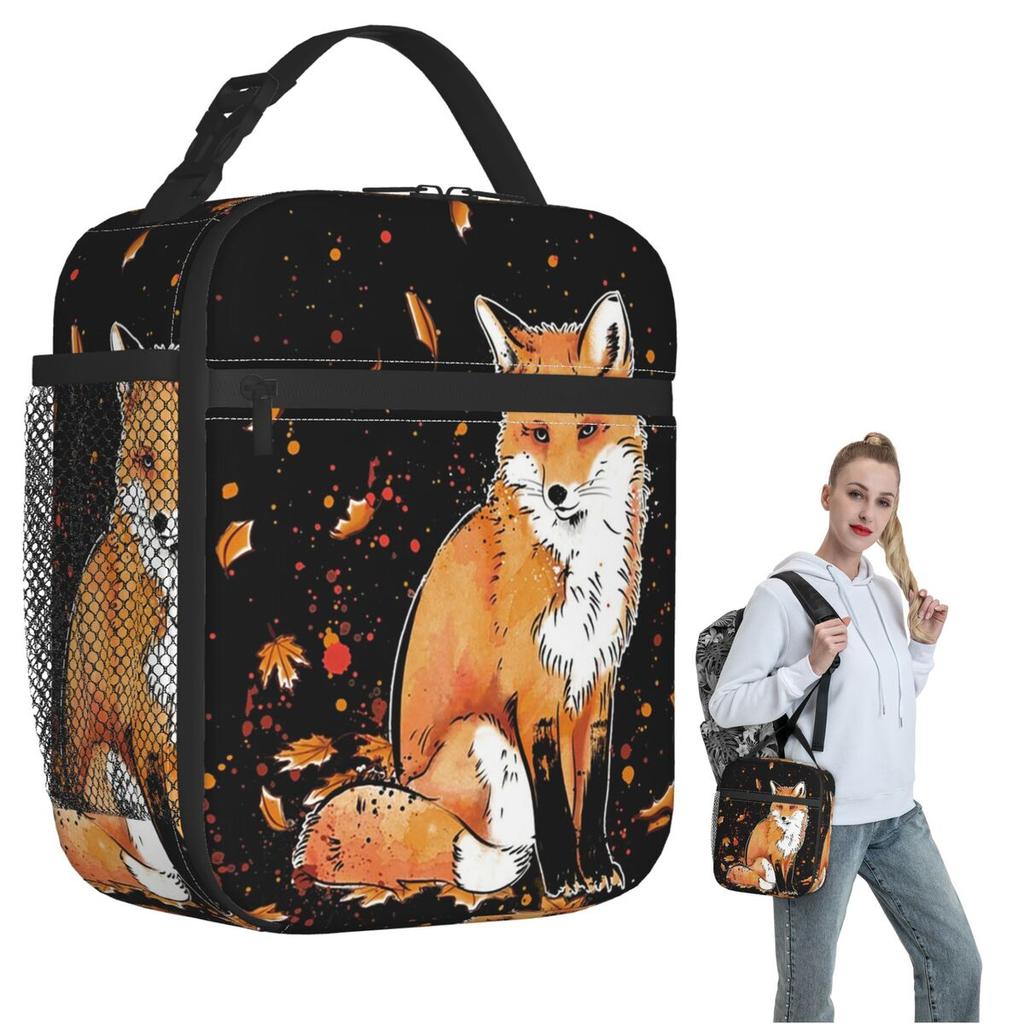 Fox In The Snow Classic Insulated Lunch Bag for Women Children Portable Food Boxes Thermal Lunch Box Tote