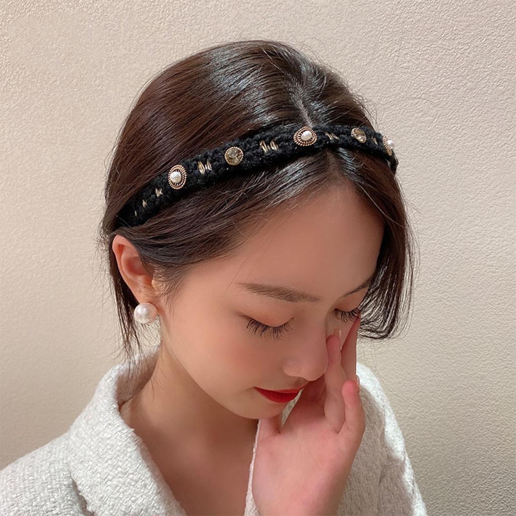 Retro classic Baroque style rhinestone hair band, versatile wool hair band headwear for women