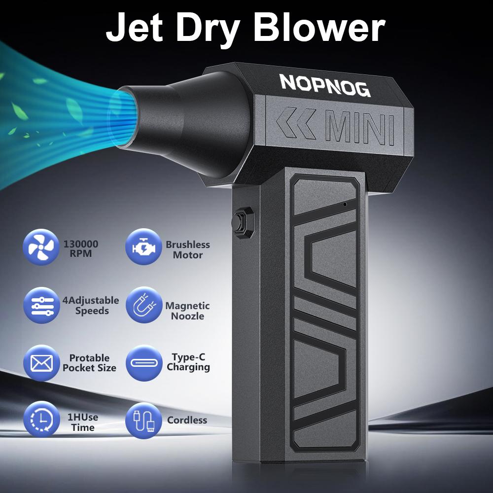 130000RPM Type-C Charging Blowing Snow Portable 5 Outlet Nozzles Car Fan Car Accessories Electric Air Duster Turbo Jet Fan Cleaning Blower Tool