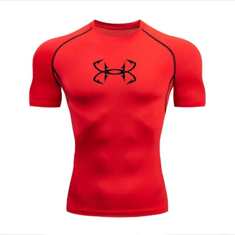 Tight T-shirt for Men's Short Sleeve Sports Fitness Running Sporter Gym Fashion Drying Workout High Elasticity Breathable Sweat-Resistant