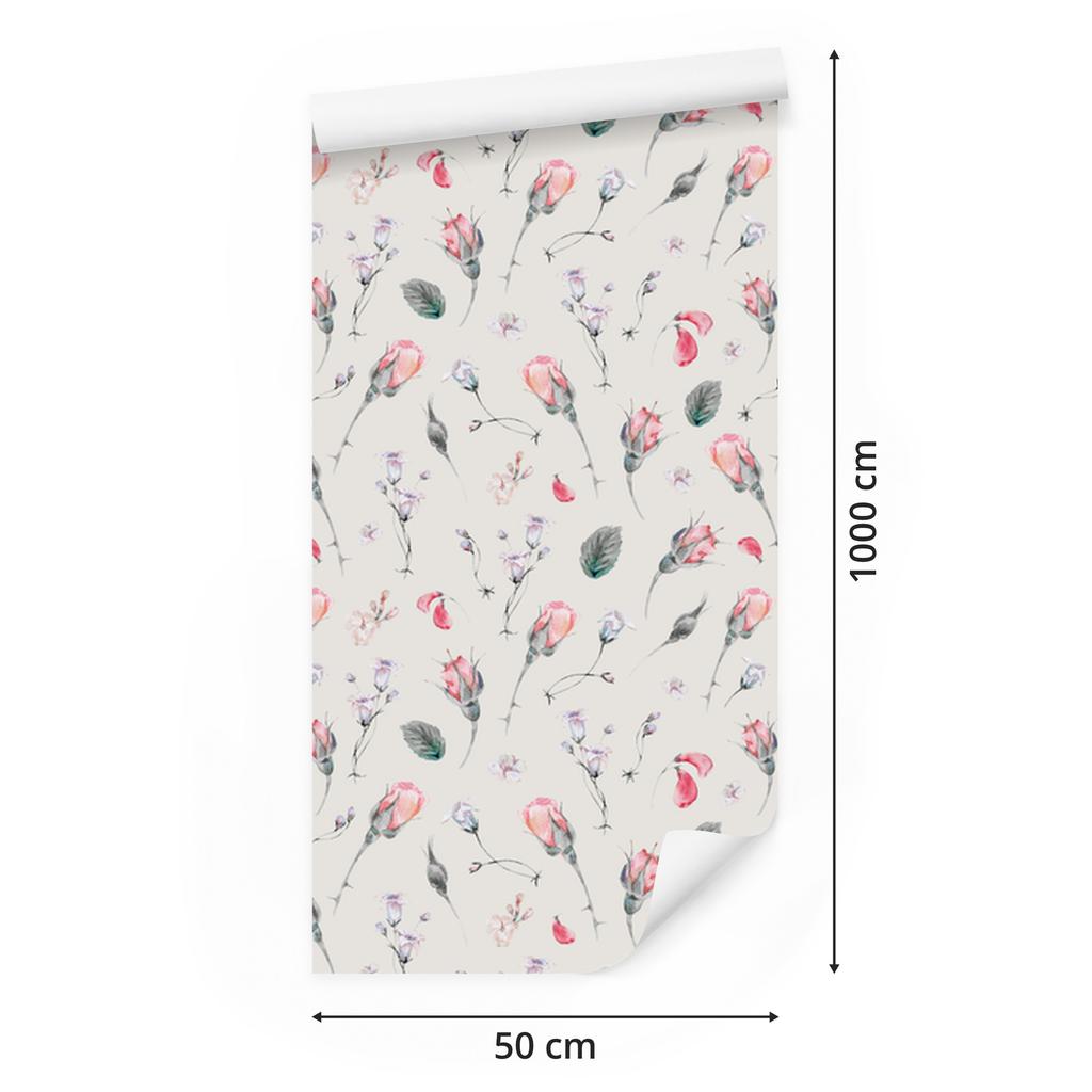 Vintage Flowers and Roses Wallpaper for Living Room and Bedroom 50x1000