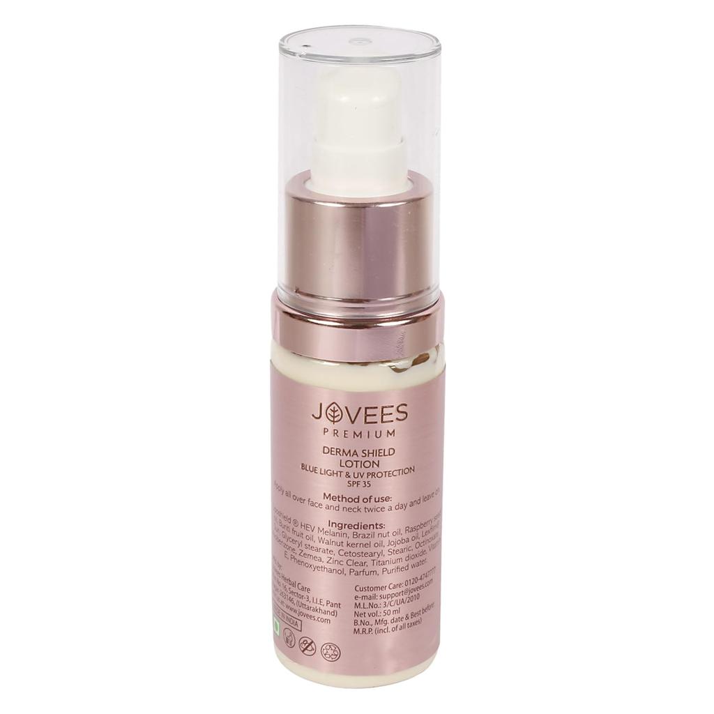 Jovees Premium Derma Shield Lotion SPF 35 | Broad Spectrum Blue Light & UV Protection | Lightweight Hydrating Daily Face Cream 50ml