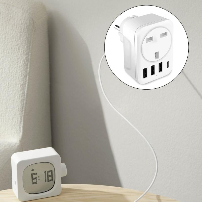 International Travel Voltages Converters Plugs Adapter UK To Germany USB C QC3.0 Charging Fireproof Material Portable