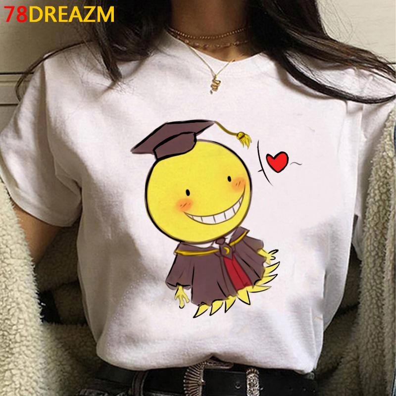 

Japanese Anime Women/Men T-Shirt Assassination Classroom Oversized T-Shirts Vintage Grunge Casual 2023 Summer Clothes Tops Tee XL білий