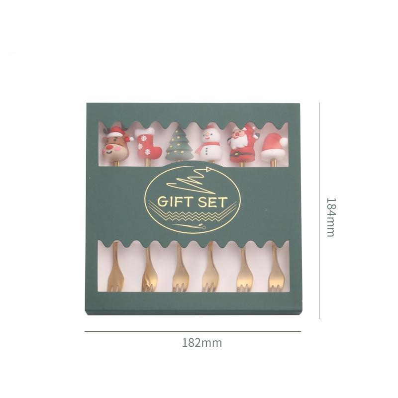 4/6ks Vánoční sada vidliček a lžic Nerezová ocel Kreativní stolní nádobí Dárková sada