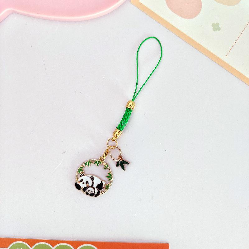 Cartoon Panda Bamboo Keychain Pendant - Cute School Bag Accessory and Creative Gift for Students