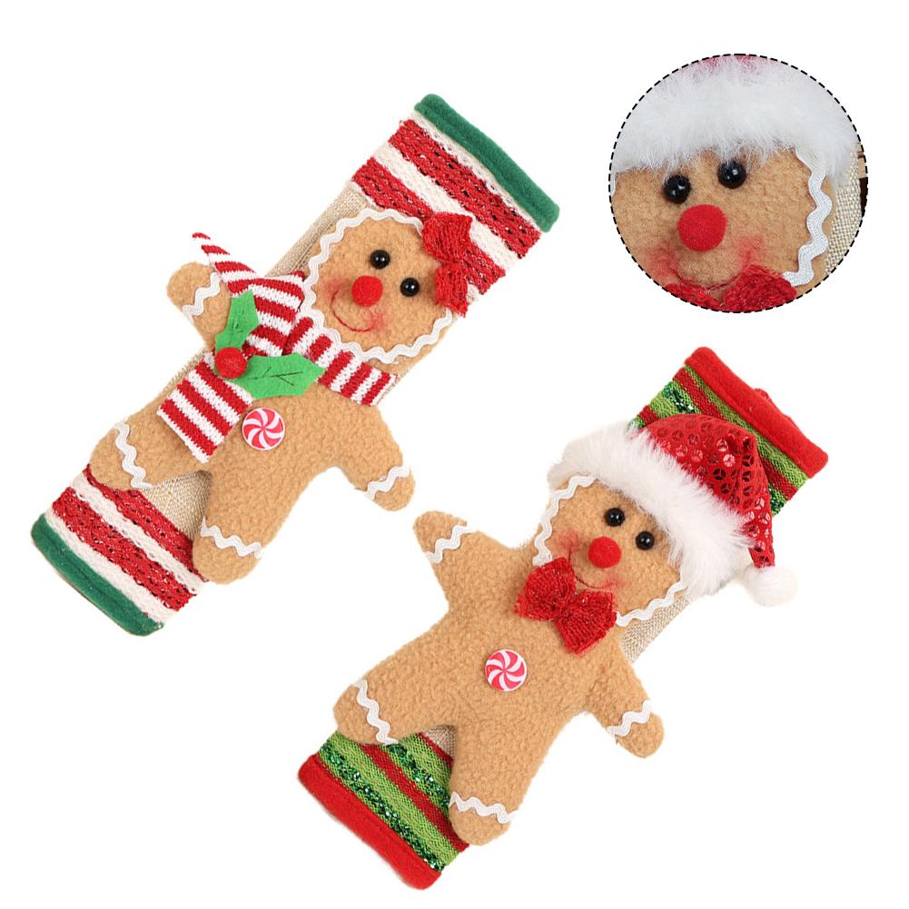 Christmas Cookie Man Refrigerator Handle Covers Set of 2 Fabric Protective Covers for Fridge Oven Microwave Dishwasher Handles