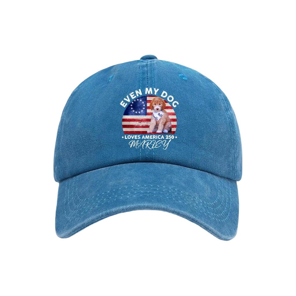 4th of July Decorations Baseball Cap for 250 Anniversary Independence Day Dog Lovers Adjustable Hat American Flag Style