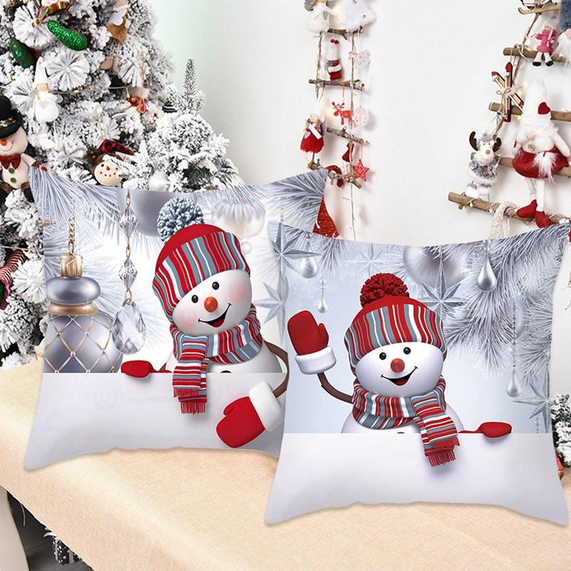 Snowman Christmas Cushion Cover Merry Christmas Decorations for Home 2026 Cristmas Sofa Decor Navidad Xmas Gifts New Year 2026