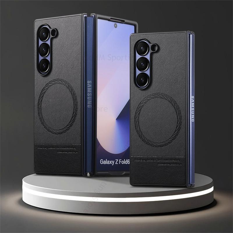 

Для Magsafe Магнитный Кожаный Чехол для Телефона Для Samsung Galaxy Z Fold7 5G Беспроводное Зарядное Устройство Magsafing Жесткий ПК Прочный Чехол Для Samsung Z Fold 7 6 5 4 3 5G For Samsung Z Fold 7 чёрный