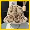 Leopard Print Fisherman's Hat British Women's Faux Fur Beret Hat  for Daily Wear