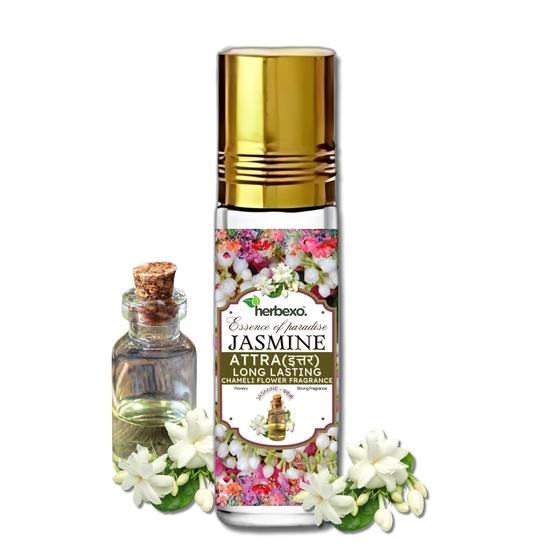 Jasmine Dhoop and Attar Combo Set, Herbal Dhoop, Pure Jasmine Fragrance, Long Lasting, Non-Toxic, Low Smoke Natural Jasmine Ittar and Dhoop Combo Pack