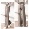 Women High Waisted Woolen Pants Autumn Winter Thick Wide Leg Draping Trousers Outside Wear